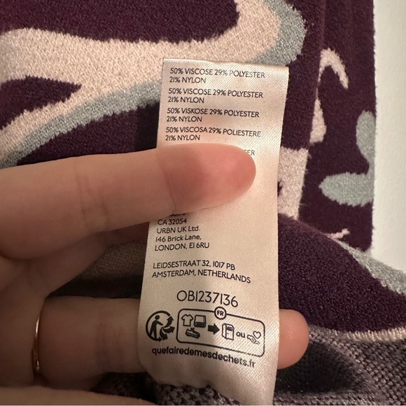 Anthro Maeve Carys Heart Pattern Mock Neck Sweater size Large Purple - Picture 6 of 7